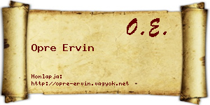 Opre Ervin névjegykártya